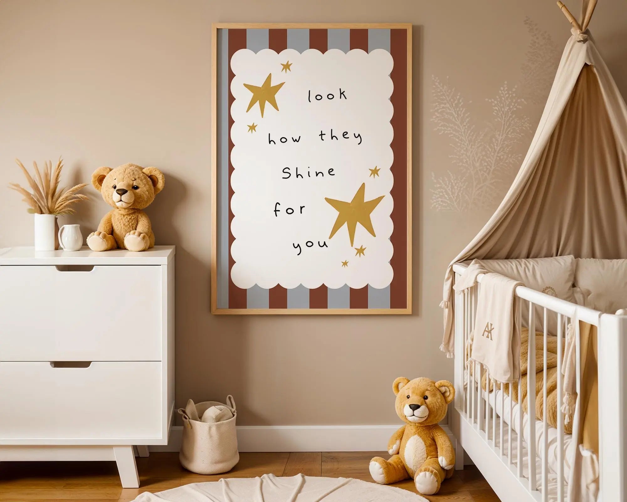 Playroom Ideas | Look How They Shine Nursery Wall Art | Starry Boho Quote Print wall art print, modern home decor, unframed artwork by Nomad & Nest