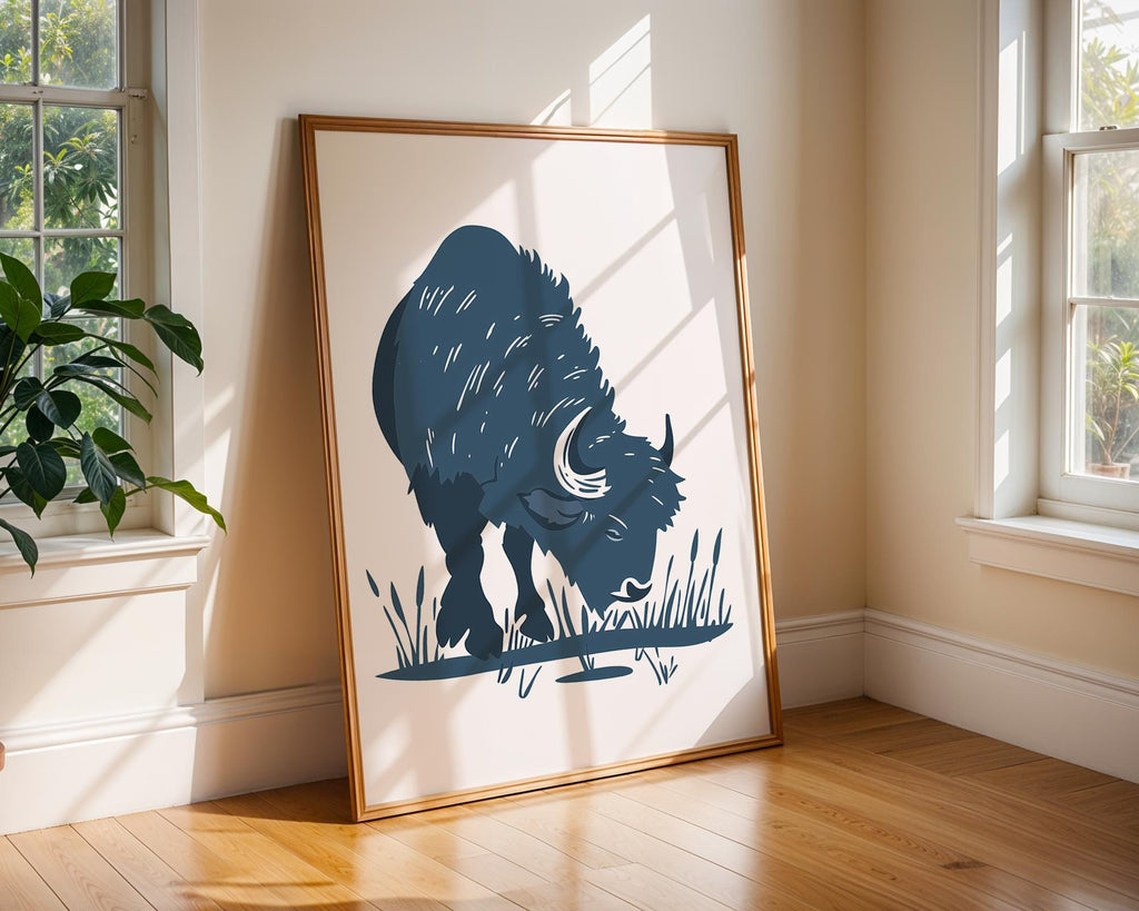 Minimalist Bison Print | Modern Wildlife Art, Western Decor wall art print, modern home decor, unframed artwork by Nomad & Nest