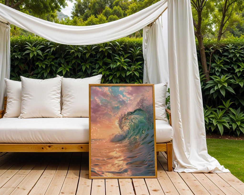 Colourful Prints | Sunset Ocean Wave Print | Abstract Coastal Art wall art print, modern home decor, unframed artwork by Nomad & Nest