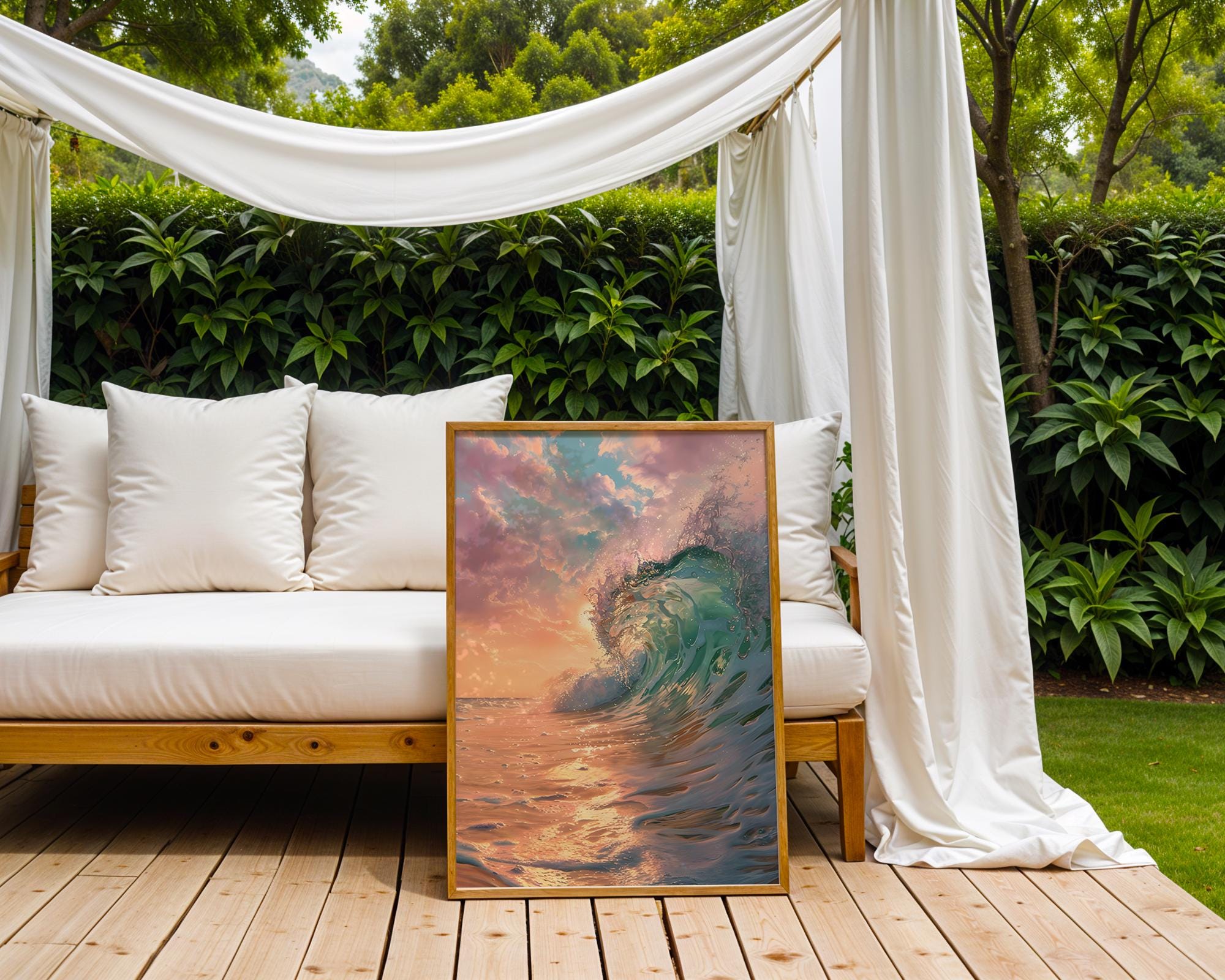 Colourful Prints | Sunset Ocean Wave Print | Abstract Coastal Art wall art print, modern home decor, unframed artwork by Nomad & Nest