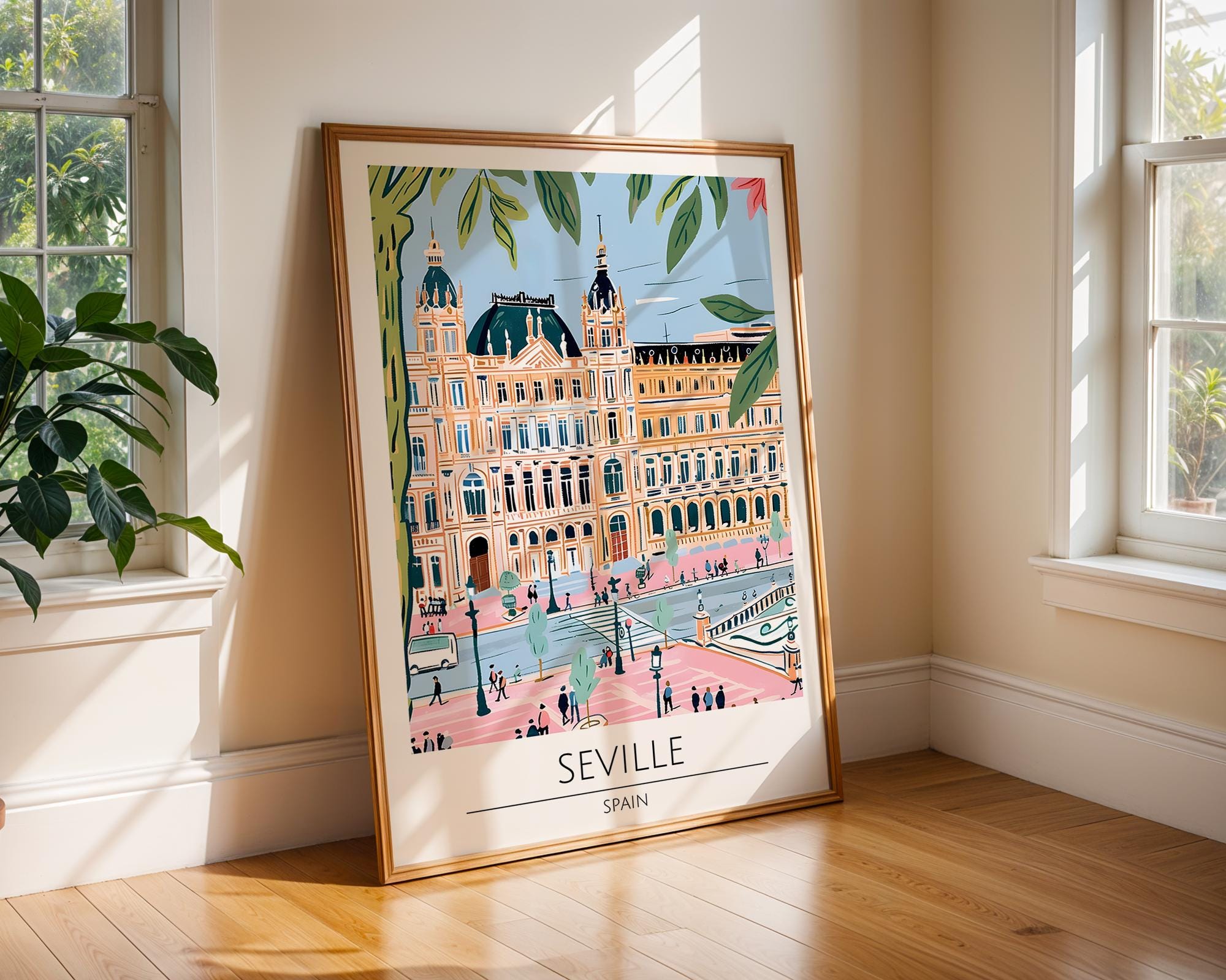 Seville Spain Travel Poster | Sagrada Familia Architecture Print wall art print, modern home decor, unframed artwork by Nomad & Nest