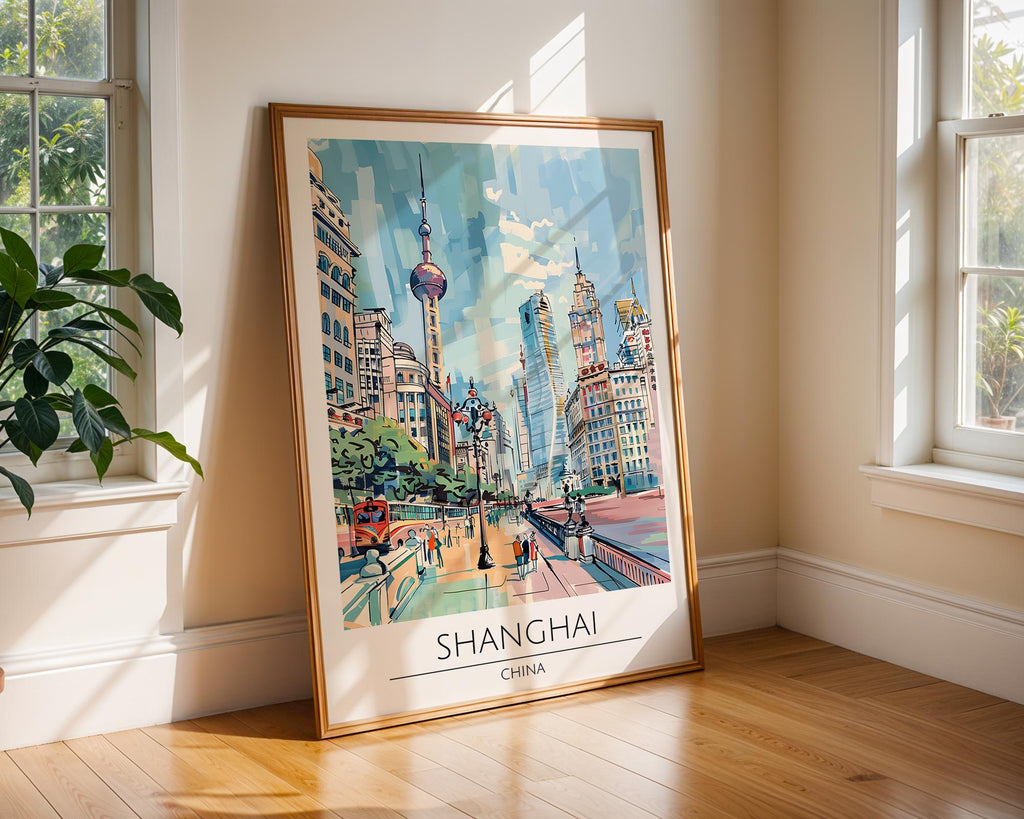 Shanghai Skyline Art Print | Modern China Cityscape (260gsm Matte Paper) wall art print, modern home decor, unframed artwork by Nomad & Nest
