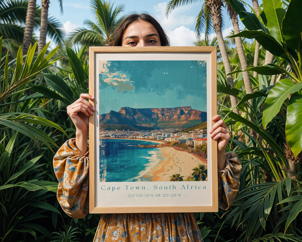 Cape Town Print – Table Mountain, South Africa Travel Poster wall art print, modern home decor, unframed artwork by Nomad & Nest
