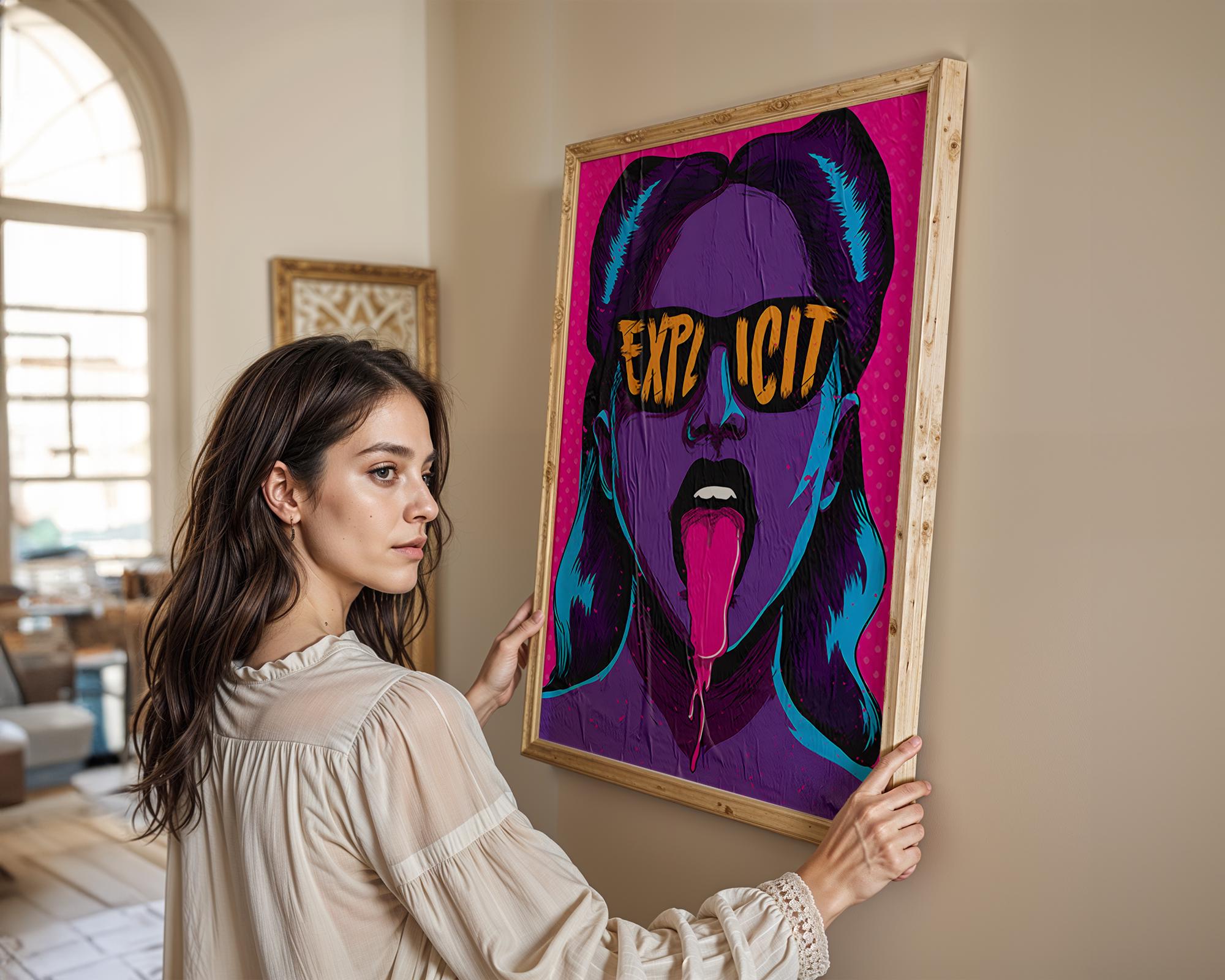 Modern Pop Art | Bold  Woman Portrait Print | Edgy Neon Street wall art print, modern home decor, unframed artwork by Nomad & Nest