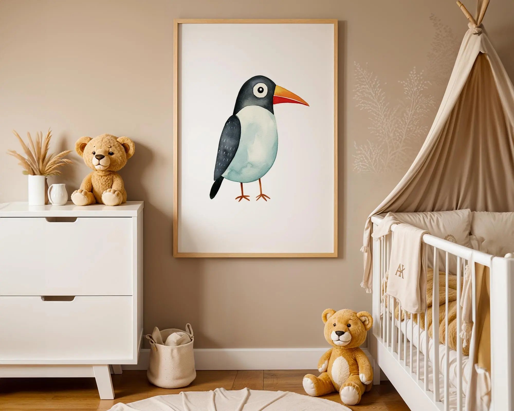 Playroom Ideas | Toucan Nursery Wall Art | Tropical Bird Baby Decor wall art print, modern home decor, unframed artwork by Nomad & Nest