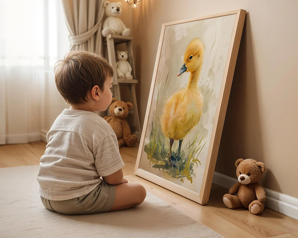 Playroom Ideas | Duckling Nursery Wall Art | Farm Animal Watercolour Print wall art print, modern home decor, unframed artwork by Nomad & Nest