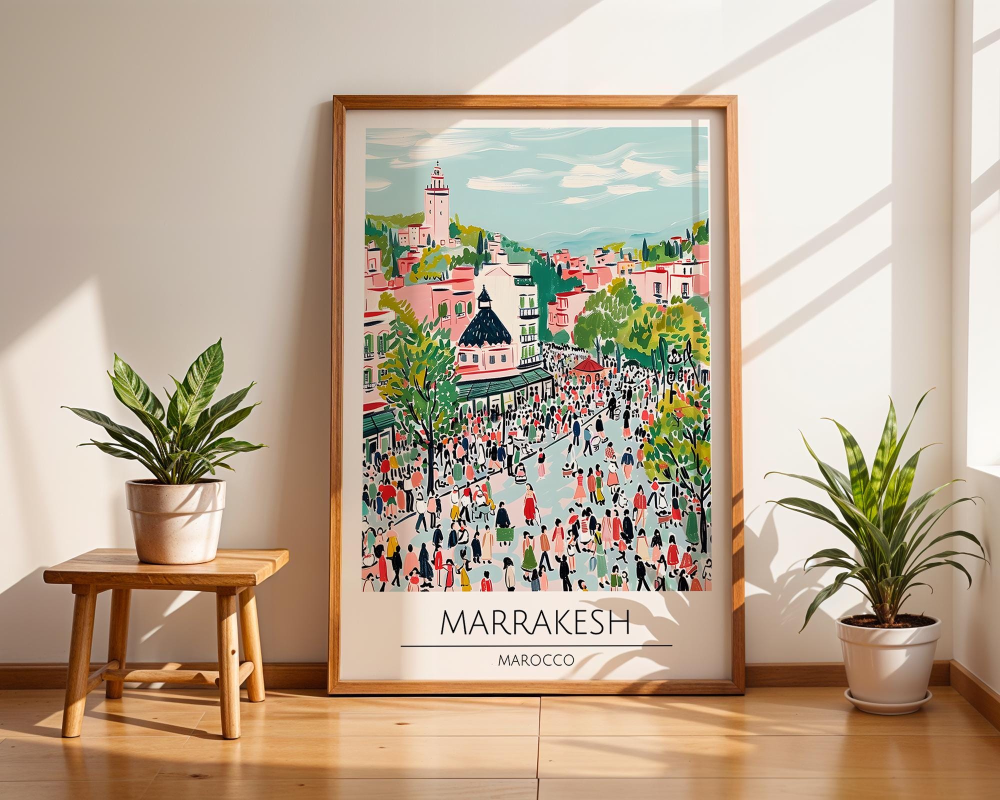 Marrakesh Morocco Art Print | Vibrant North African Travel Poster wall art print, modern home decor, unframed artwork by Nomad & Nest