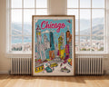 Chicago Skyline Art Print | Colorful Travel Poster wall art print, modern home decor, unframed artwork by Nomad & Nest