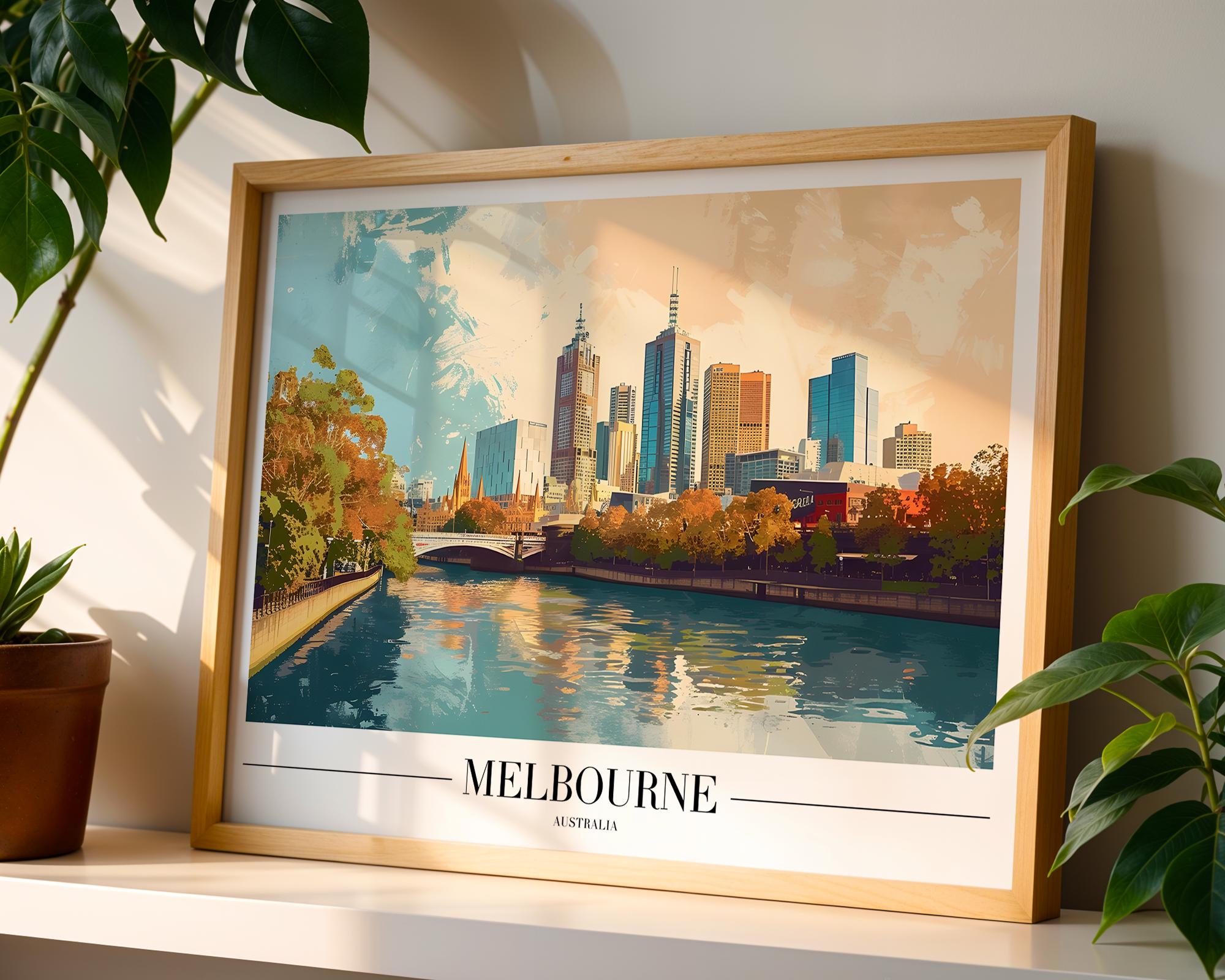 Melbourne Australia Skyline Art Print | Modern Travel Poster wall art print, modern home decor, unframed artwork by Nomad & Nest