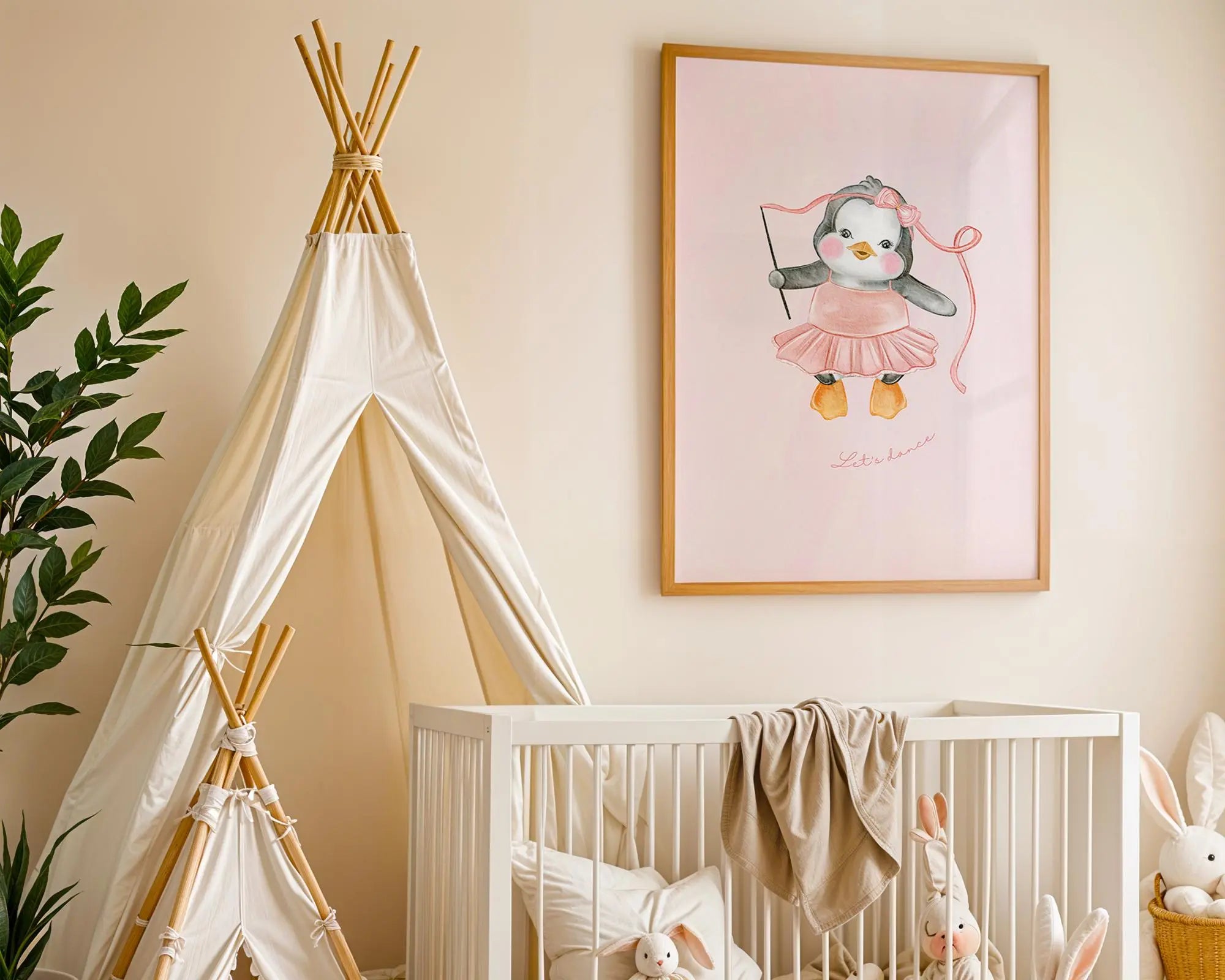 Playroom Ideas | Penguin Ballerina Nursery Art | Fun Dance Baby Print wall art print, modern home decor, unframed artwork by Nomad & Nest