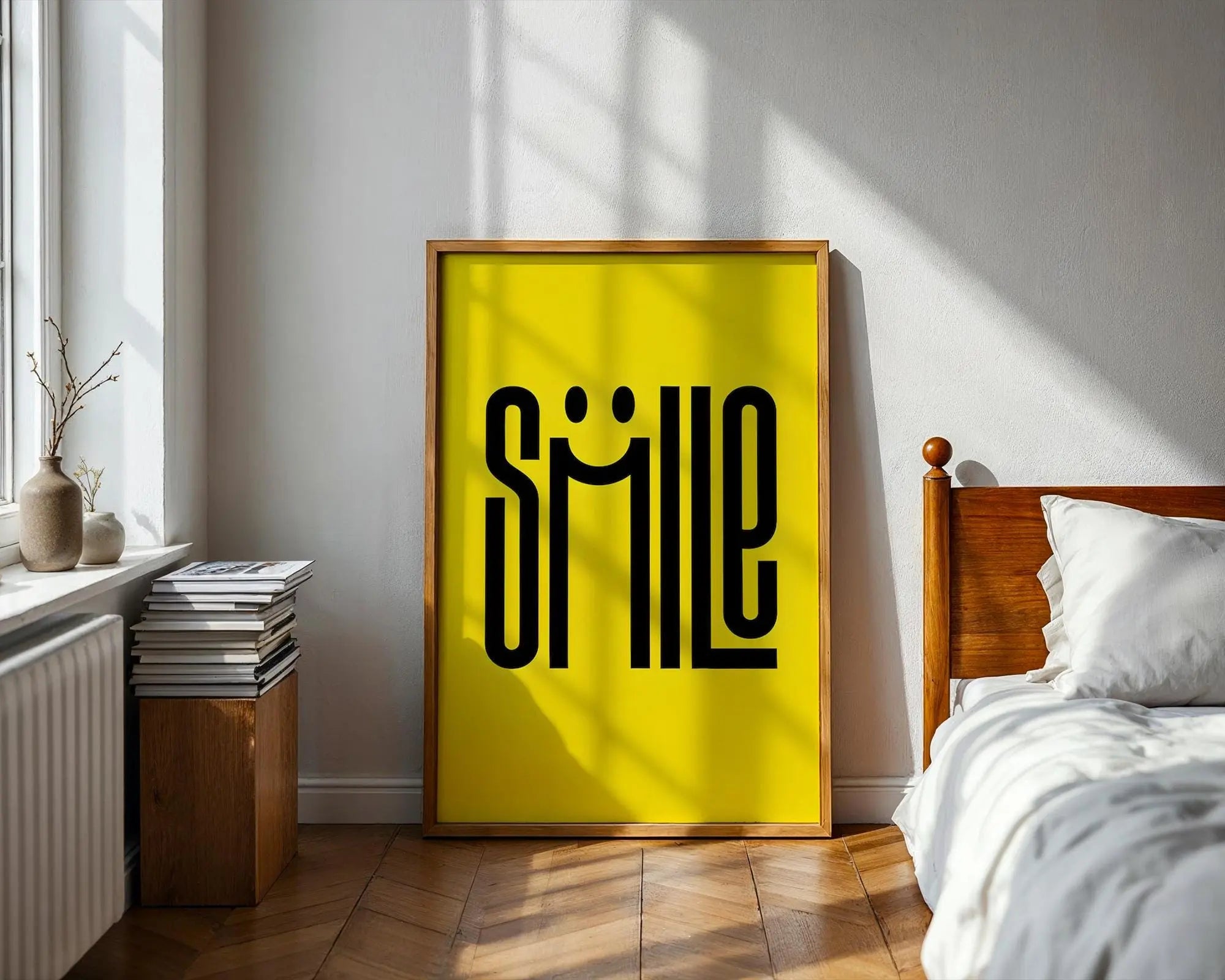 Positive Emotion | Smile Typography Poster | Happy Minimal Wall Art | Bright Modern Quote Print wall art print, modern home decor, unframed artwork by Nomad & Nest