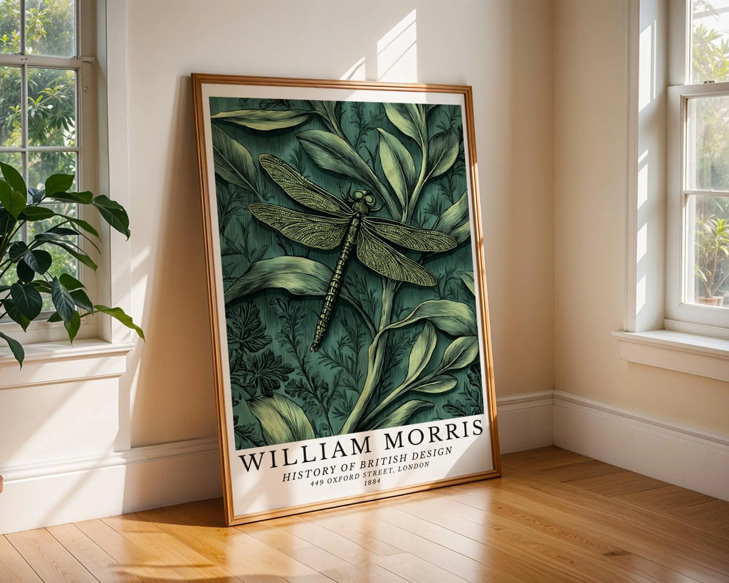 William Morris Print Dragonfly Botanical  | Vintage Arts & Crafts Wall Art wall art print, modern home decor, unframed artwork by Nomad & Nest