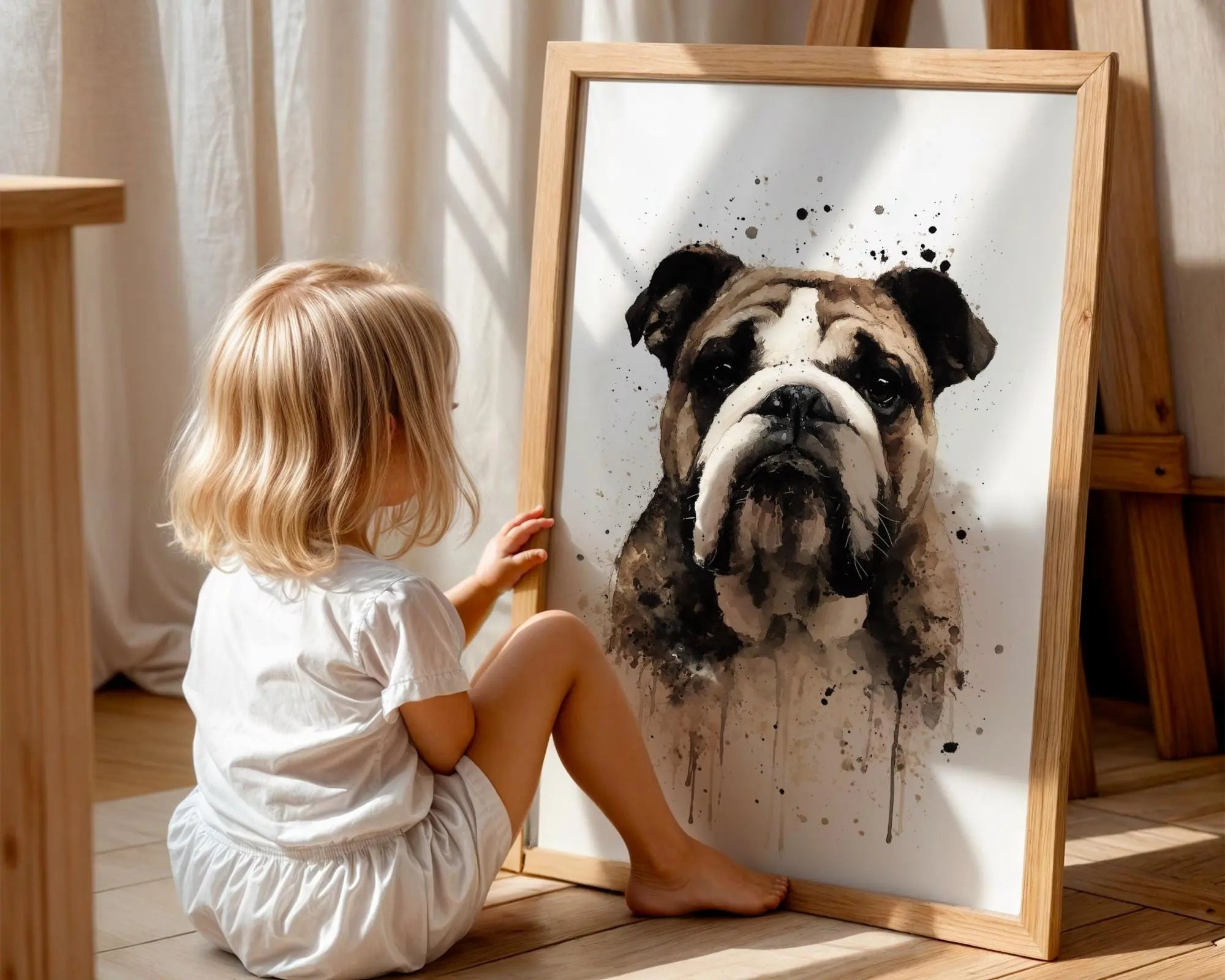 English Bulldog Watercolour Print | Dog Portrait Wall Art wall art print, modern home decor, unframed artwork by Nomad & Nest