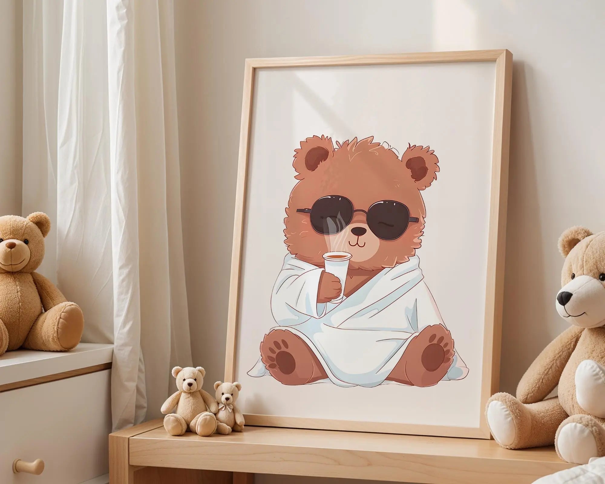 Playroom Ideas | Cool Bear Nursery Wall Art | Modern Character Illustration wall art print, modern home decor, unframed artwork by Nomad & Nest