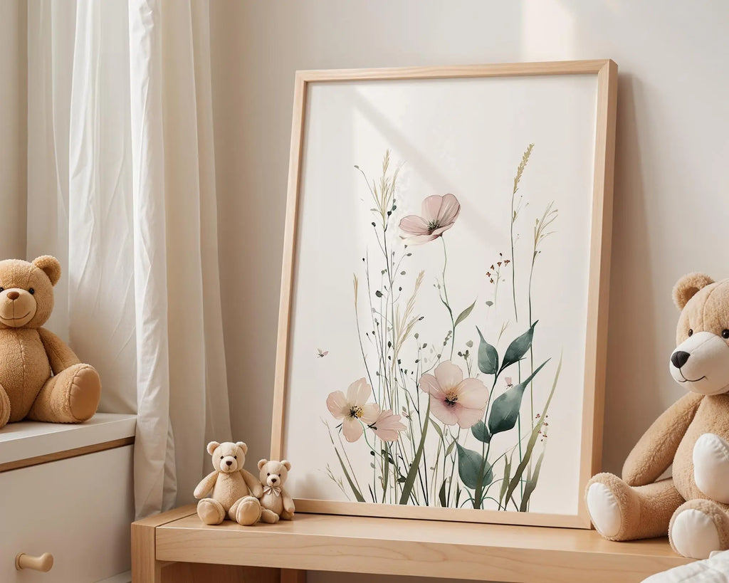 Playroom Ideas | Neutral Floral Nursery Print | Scandinavian Botanical Wall Art wall art print, modern home decor, unframed artwork by Nomad & Nest