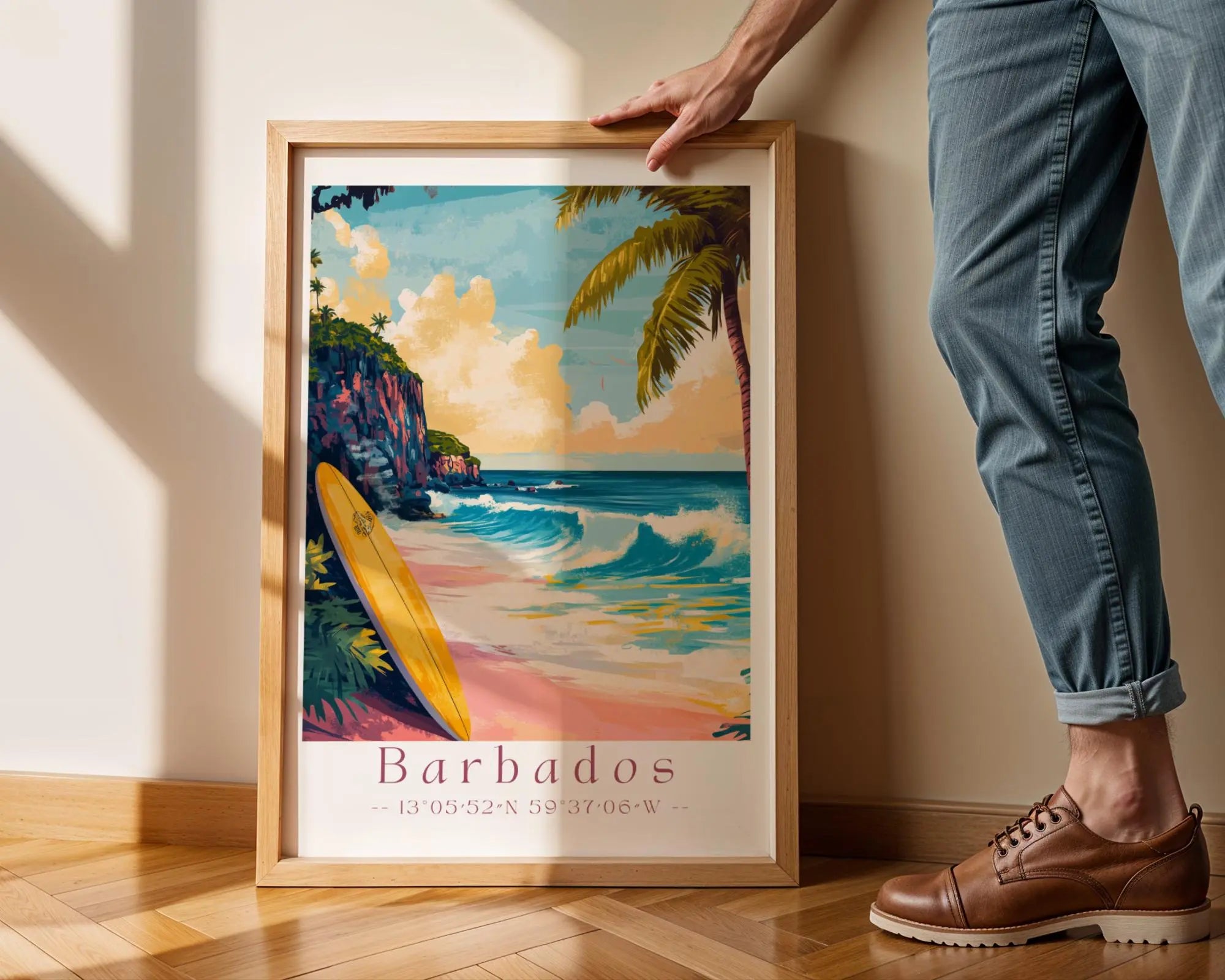 Barbados Beach Print – Tropical Surf Art, Coastal Wall Decor wall art print, modern home decor, unframed artwork by Nomad & Nest