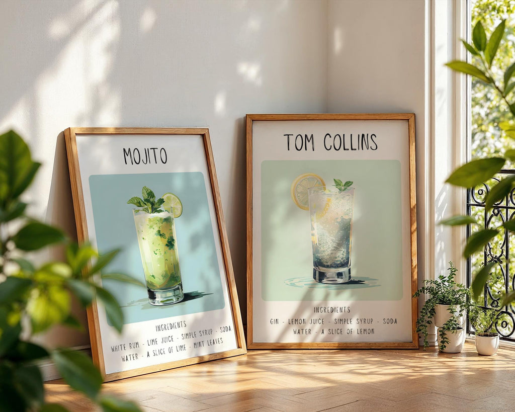 Tom Collins Cocktail Print | Minimalist Bar Cart Art wall art print, modern home decor, unframed artwork by Nomad & Nest