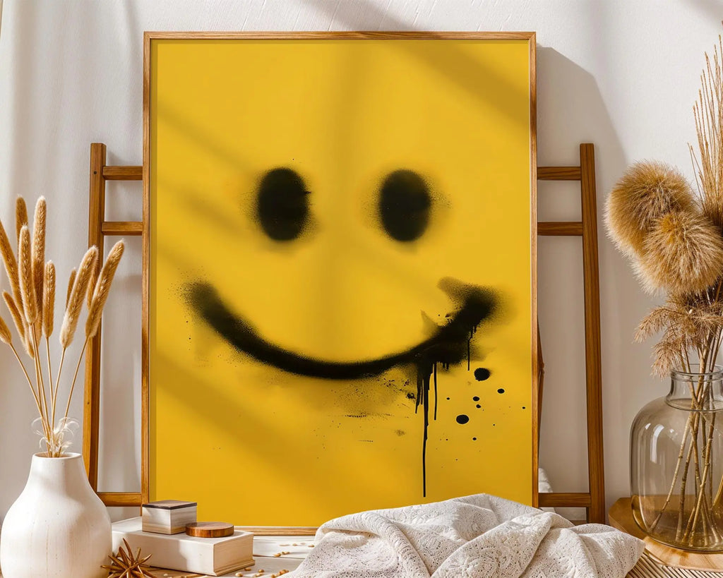 Positive Emotion | Graffiti Smile Wall Art | Street Art Smiley Face | Bold Modern Statement Poster wall art print, modern home decor, unframed artwork by Nomad & Nest