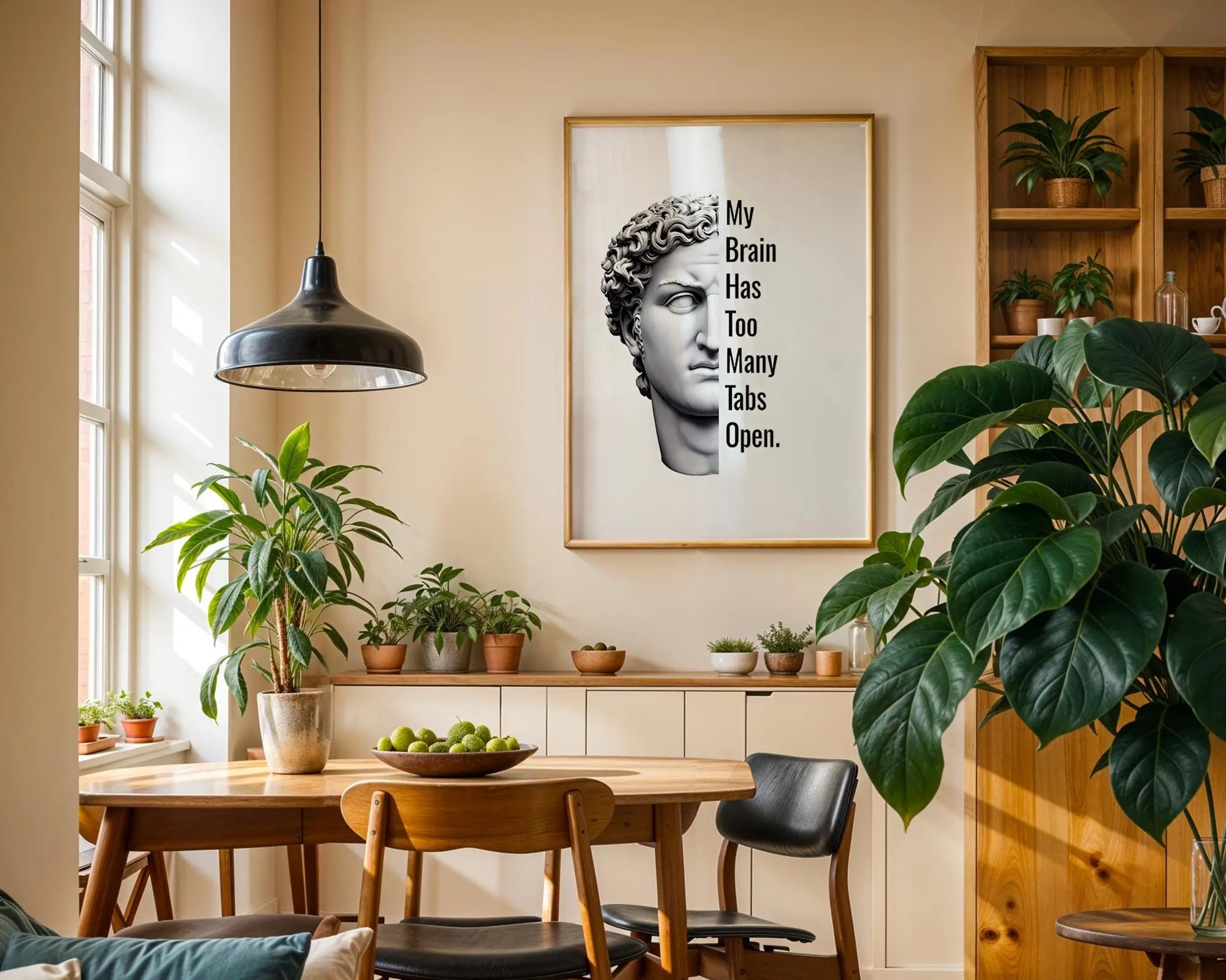 Funny Statue Print | My Brain Has Too Many Tabs, Office Humor wall art print, modern home decor, unframed artwork by Nomad & Nest