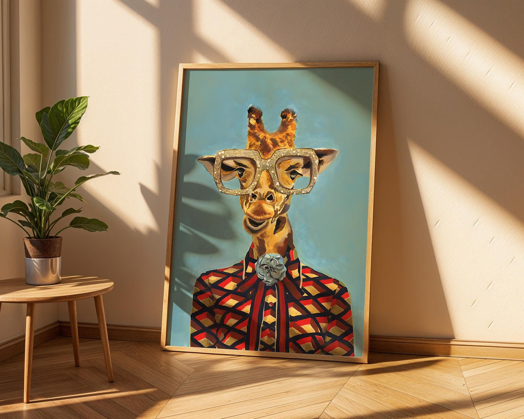 Glam Giraffe Art Print | Safari Animal Poster wall art print, modern home decor, unframed artwork by Nomad & Nest