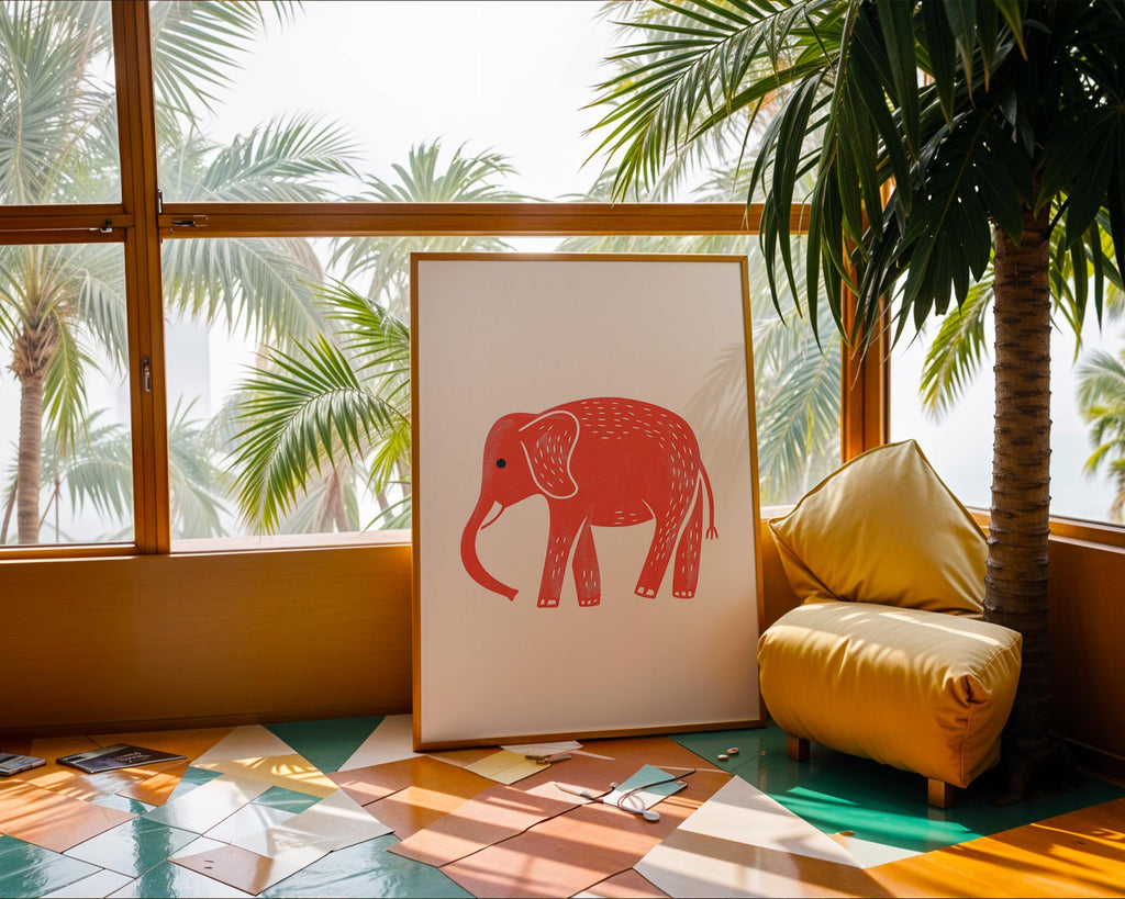 Elephant Art Print | Maximalist Safari Poster, Nature Gift wall art print, modern home decor, unframed artwork by Nomad & Nest