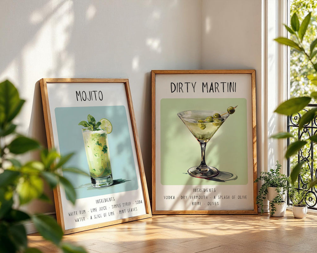Dirty Martini Cocktail Art Print | Minimalist Bar Cart Decor wall art print, modern home decor, unframed artwork by Nomad & Nest