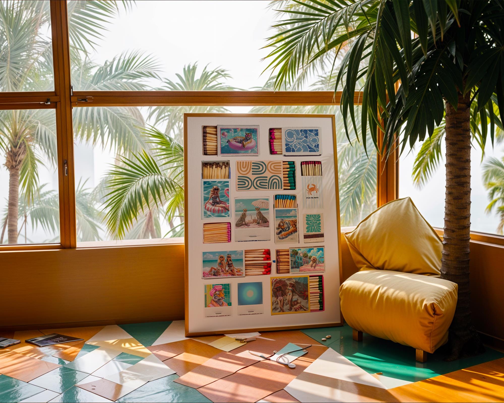 Colourful Prints | Vintage Matchbox Art Print | Retro Summer Travel Poster wall art print, modern home decor, unframed artwork by Nomad & Nest