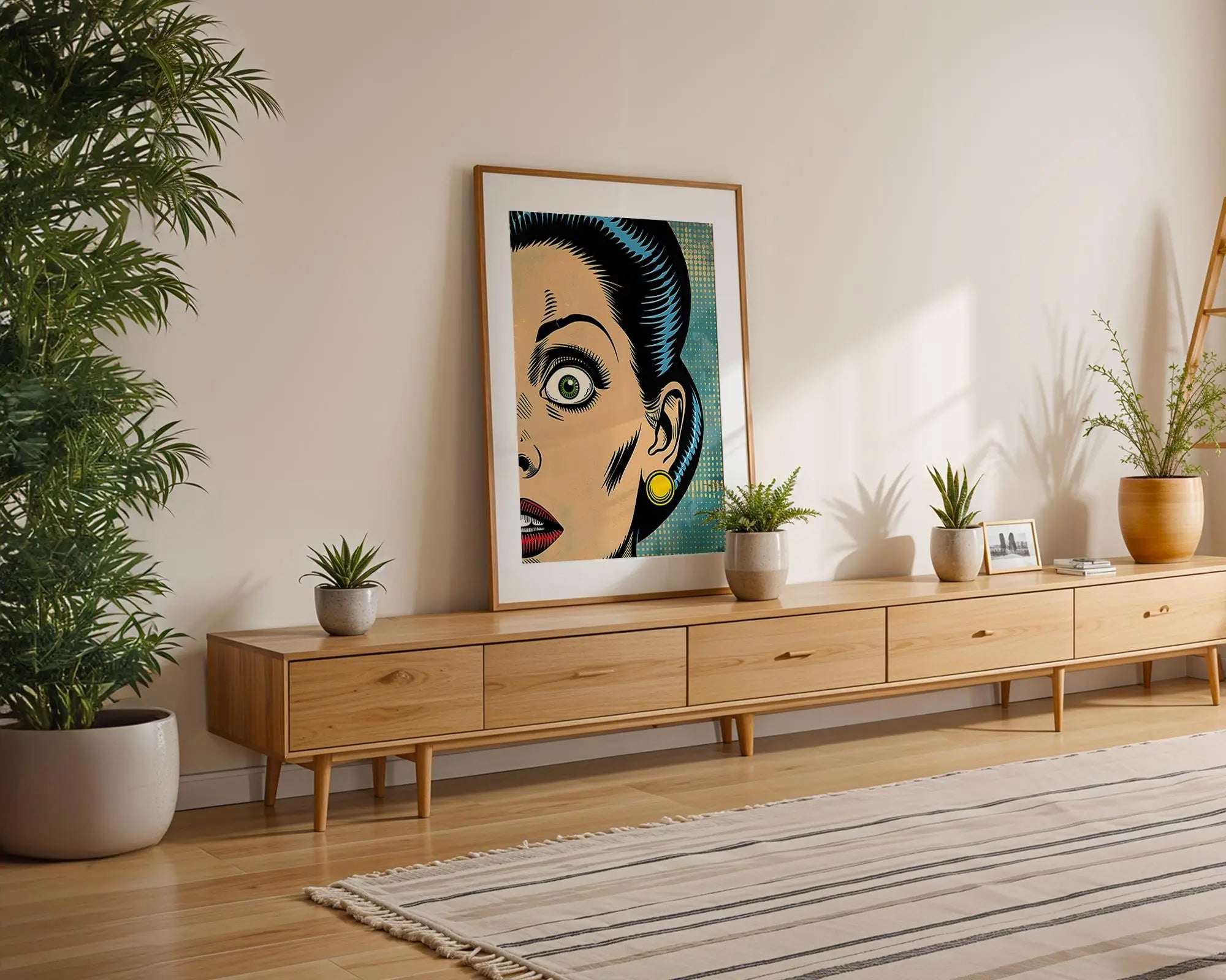 Modern Pop Art | Retro  Woman Portrait Print | Mid-Century Modern Comic Poster wall art print, modern home decor, unframed artwork by Nomad & Nest