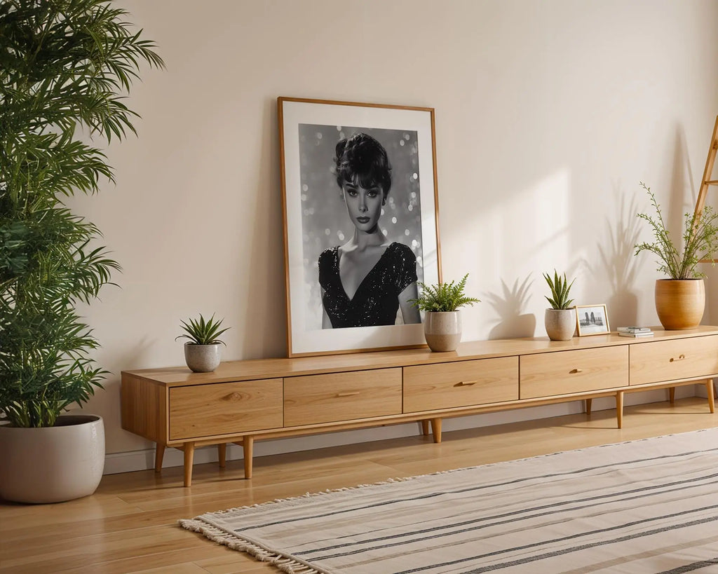 Modern Pop Art | Audrey Hepburn Glamour Portrait – Black & White Hollywood Print wall art print, modern home decor, unframed artwork by Nomad & Nest