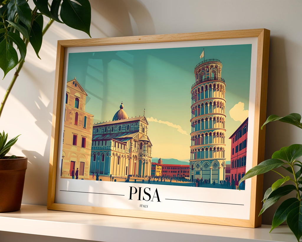 Pisa Travel Poster | Leaning Tower Print, Italian Landmark Wall Art wall art print, modern home decor, unframed artwork by Nomad & Nest