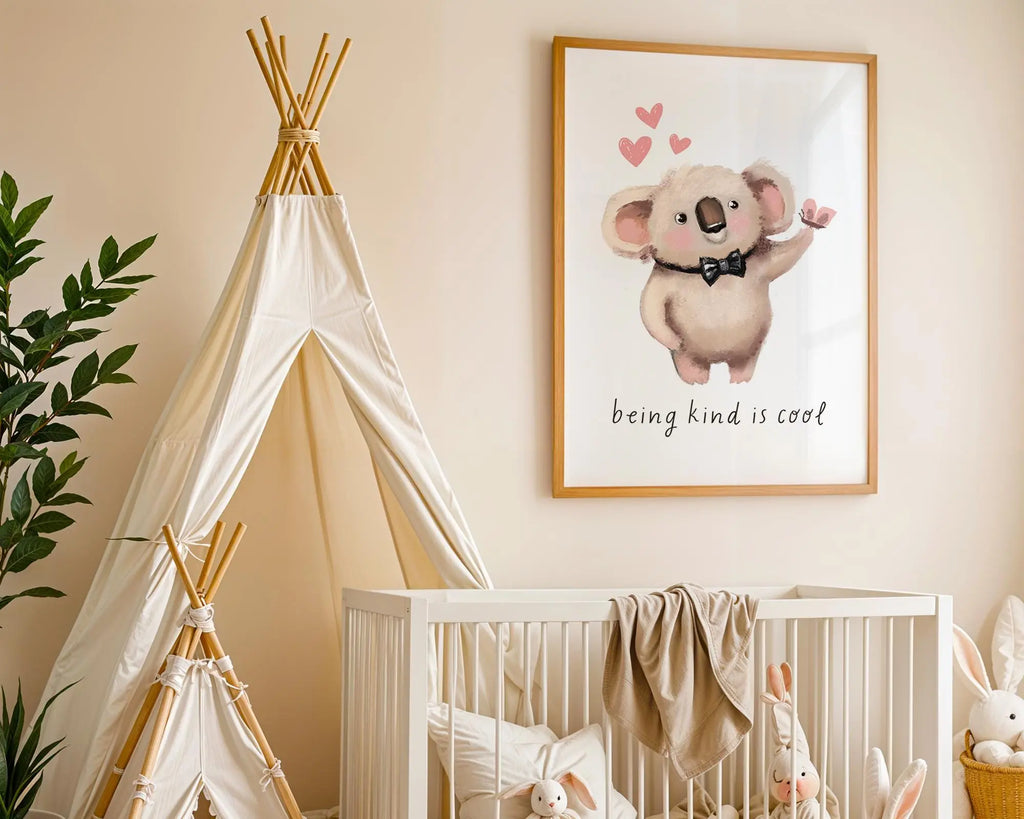 Playroom Ideas | Kind Koala Nursery Wall Art | Gentle Animal Quote Print wall art print, modern home decor, unframed artwork by Nomad & Nest