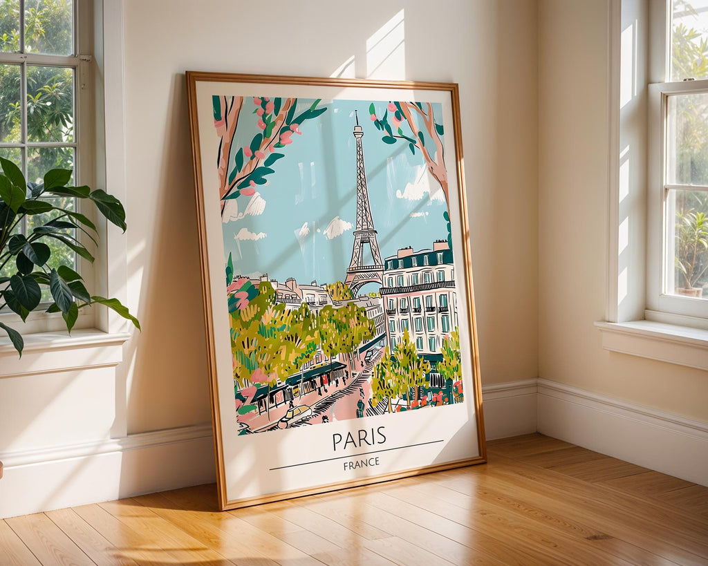 Eiffel Tower Art Print | Paris France Travel Poster wall art print, modern home decor, unframed artwork by Nomad & Nest