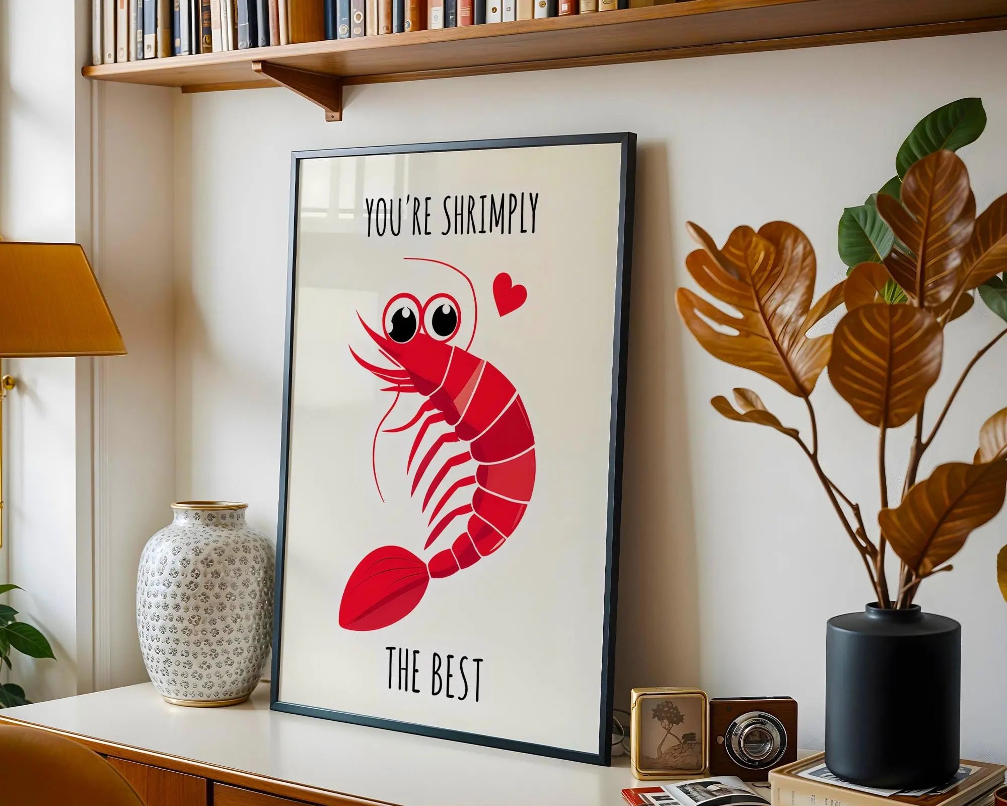 Shrimp Pun Art Print | Funny Seafood Poster, Kitchen Decor wall art print, modern home decor, unframed artwork by Nomad & Nest