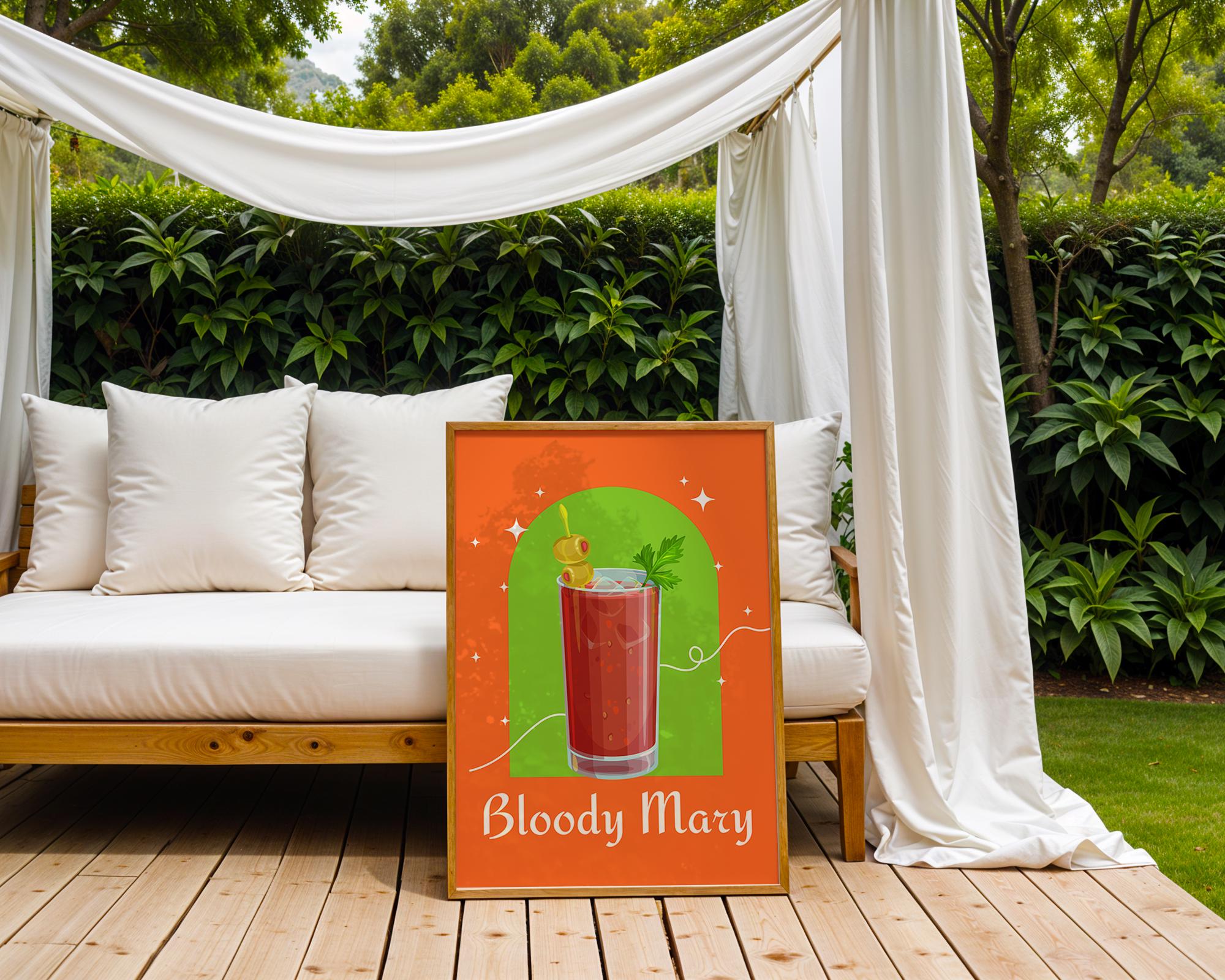 Bloody Mary Cocktail Print | Retro Modern Bar Illustration wall art print, modern home decor, unframed artwork by Nomad & Nest