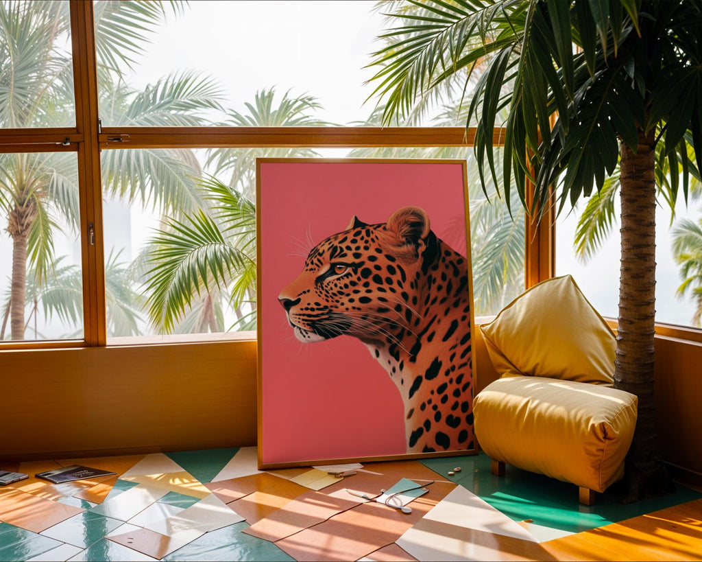 Pink Leopard Portrait Print | Modern Jungle Wall Art wall art print, modern home decor, unframed artwork by Nomad & Nest
