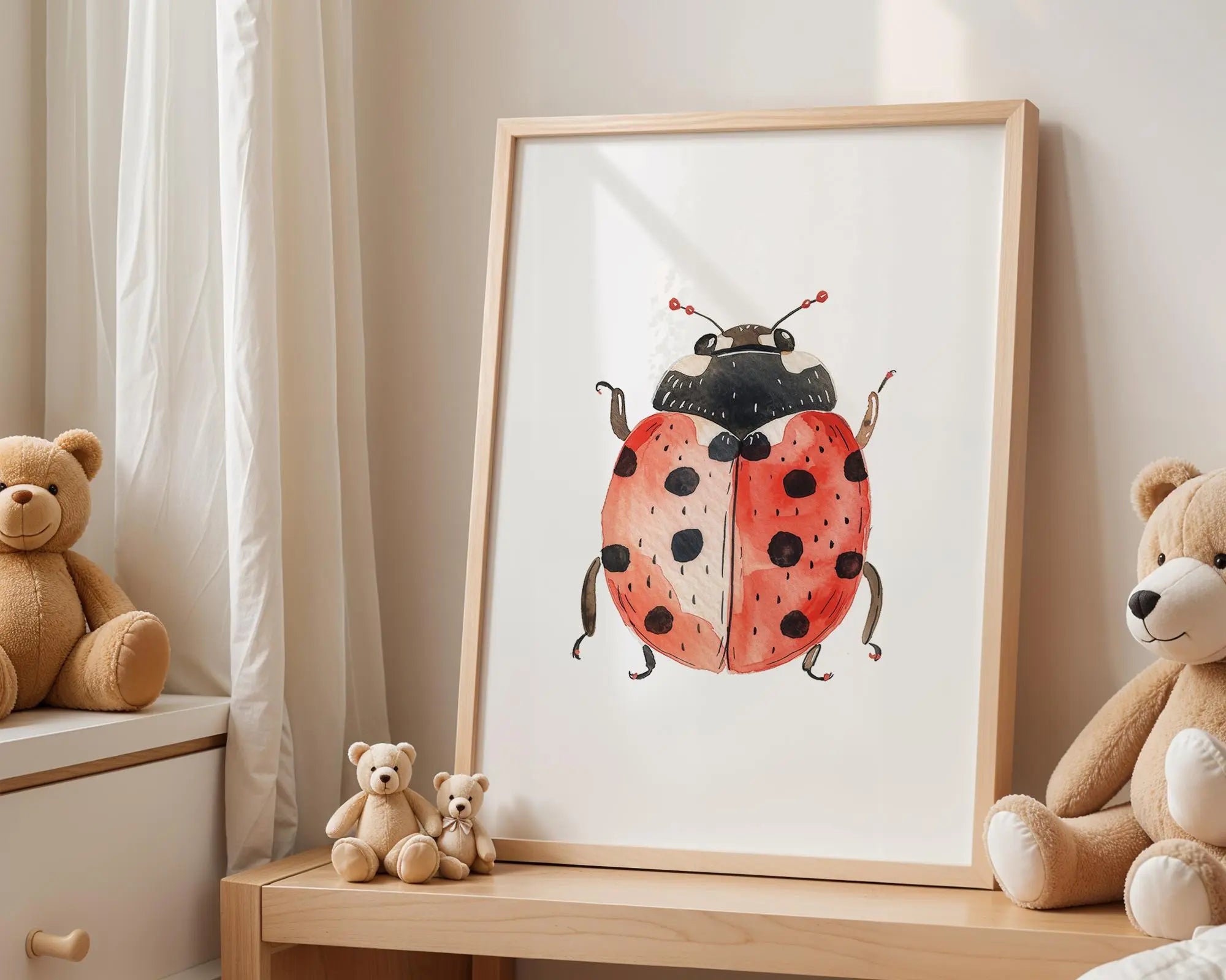 Playroom Ideas | Ladybug Nursery Wall Art | Red Beetle Insect Baby Decor wall art print, modern home decor, unframed artwork by Nomad & Nest