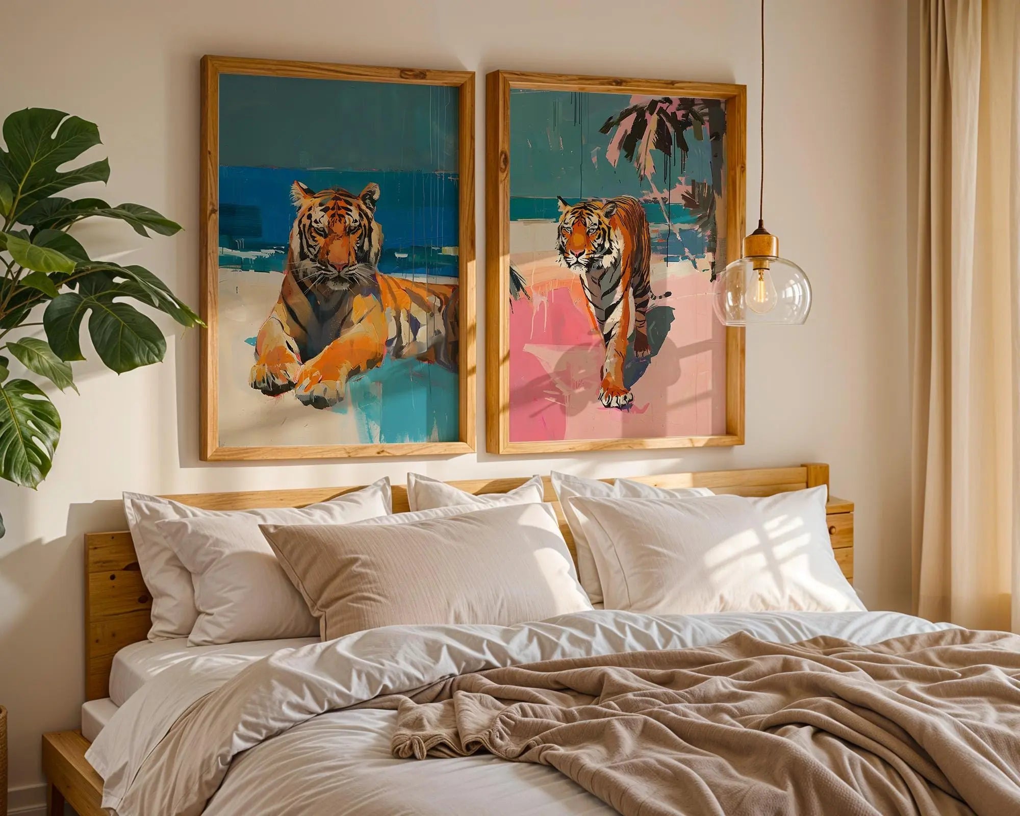 Colourful Prints | Tiger Beach Art Print Set – Modern Tropical Wall Decor wall art print, modern home decor, unframed artwork by Nomad & Nest