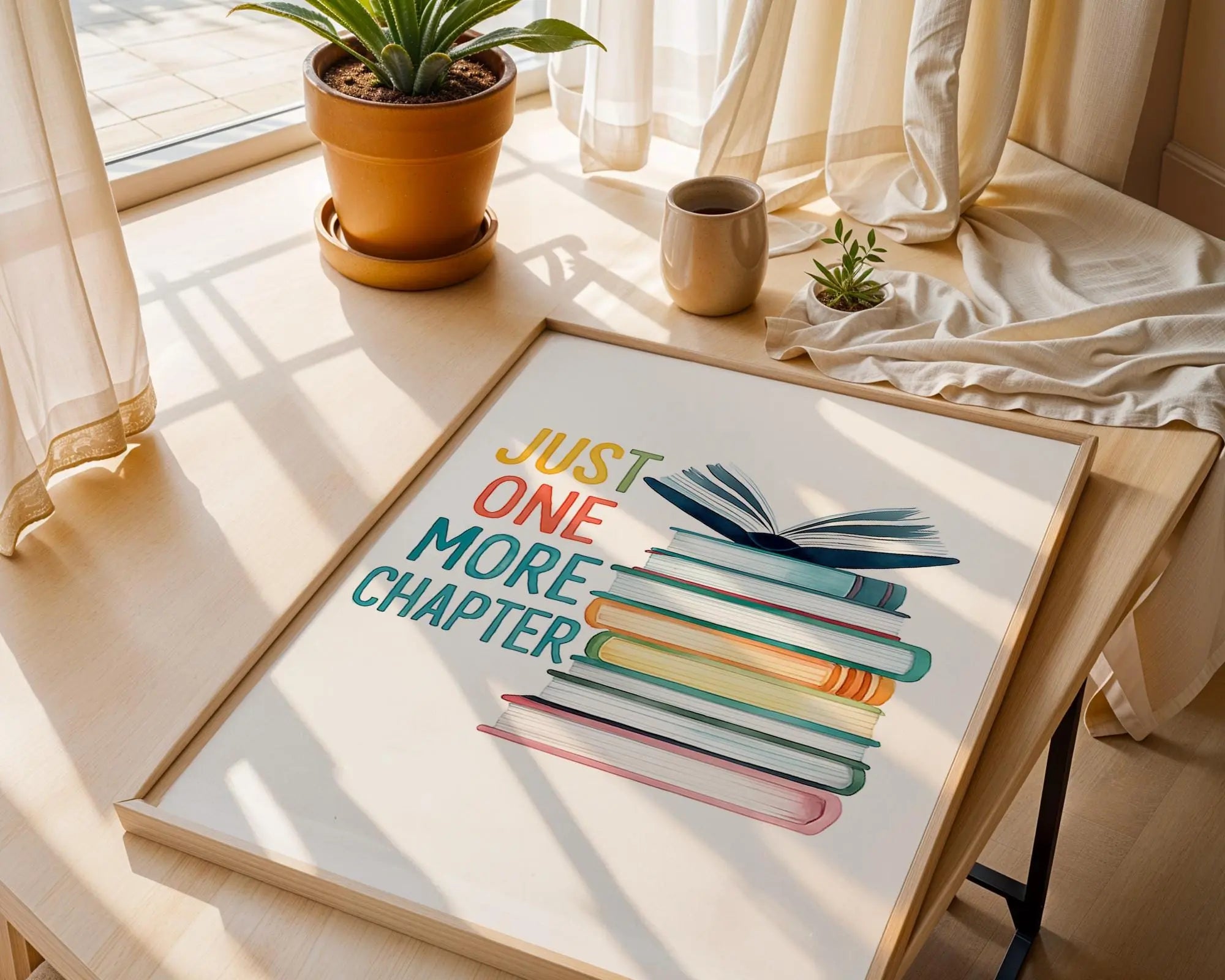 Book Lover Print – "Just One More Chapter" Wall Art wall art print, modern home decor, unframed artwork by Nomad & Nest