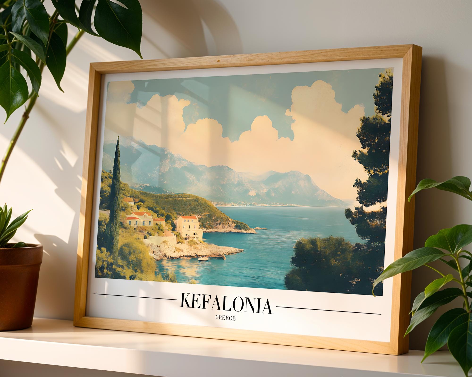 Kefalonia Greece Travel Poster | Island Coastal Wall Art wall art print, modern home decor, unframed artwork by Nomad & Nest