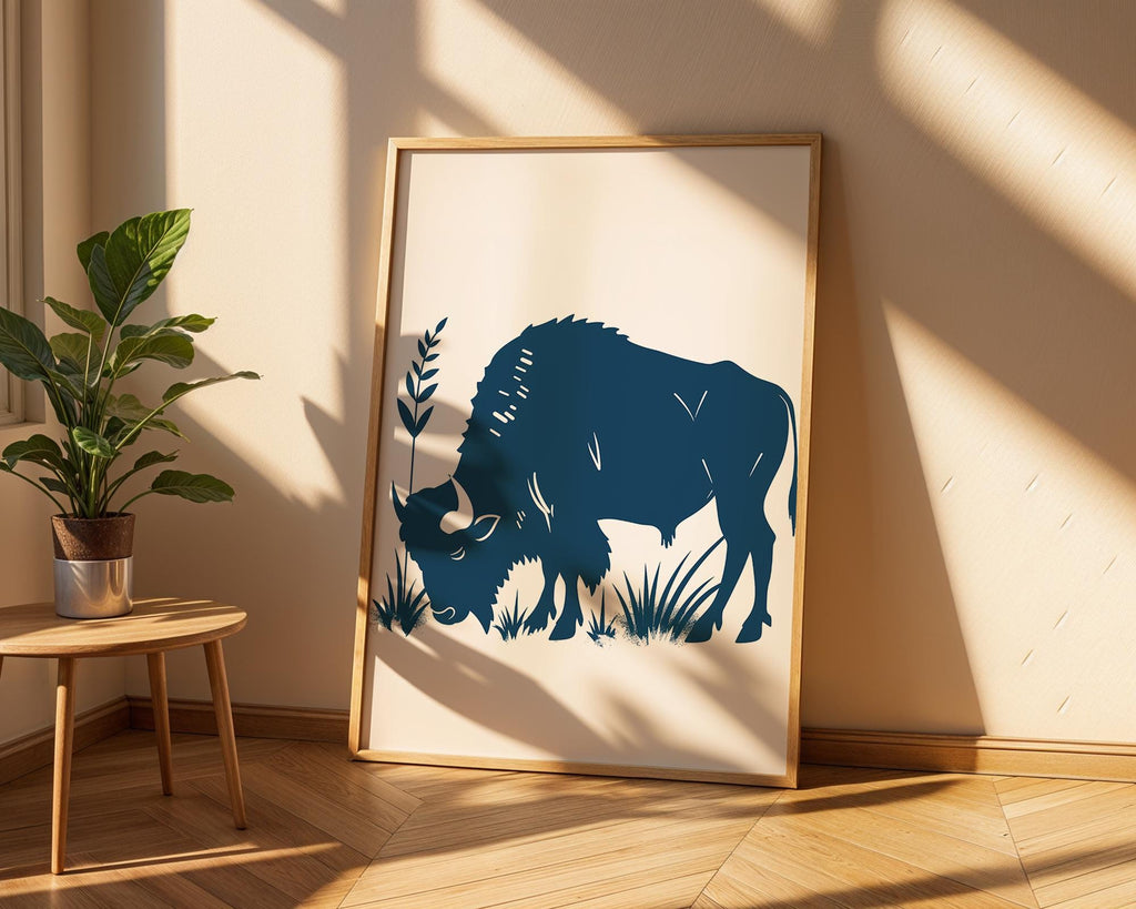 Majestic Buffalo Illustration Print, Rustic Wildlife Poster wall art print, modern home decor, unframed artwork by Nomad & Nest