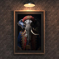 Elephant Portrait Print | Red Turban & Navy Regal Military Outfit, Anthropomorphic Animal Art wall art print, modern home decor, unframed artwork by Nomad & Nest