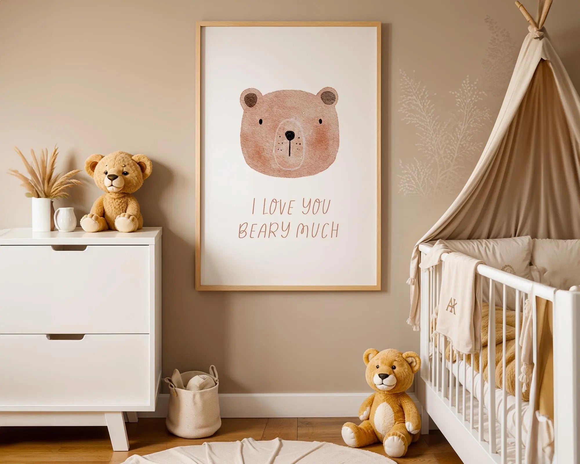 Playroom Ideas | I Love You Beary Much Nursery Print | Neutral Bear Wall Art wall art print, modern home decor, unframed artwork by Nomad & Nest