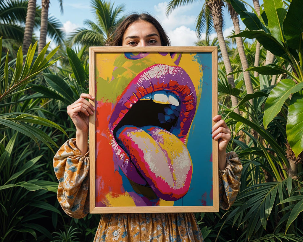 Colourful Prints | Pop Art Lips Print |  Tongue, Modern Home Decor wall art print, modern home decor, unframed artwork by Nomad & Nest