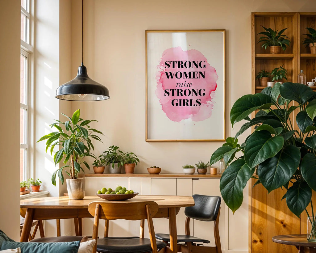 Positive Emotion | Strong Women Raise Strong Girls Print | Empowerment Art wall art print, modern home decor, unframed artwork by Nomad & Nest