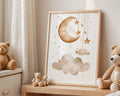 Playroom Ideas | Moon And Stars Nursery Wall Art | Boho Night Sky Print wall art print, modern home decor, unframed artwork by Nomad & Nest