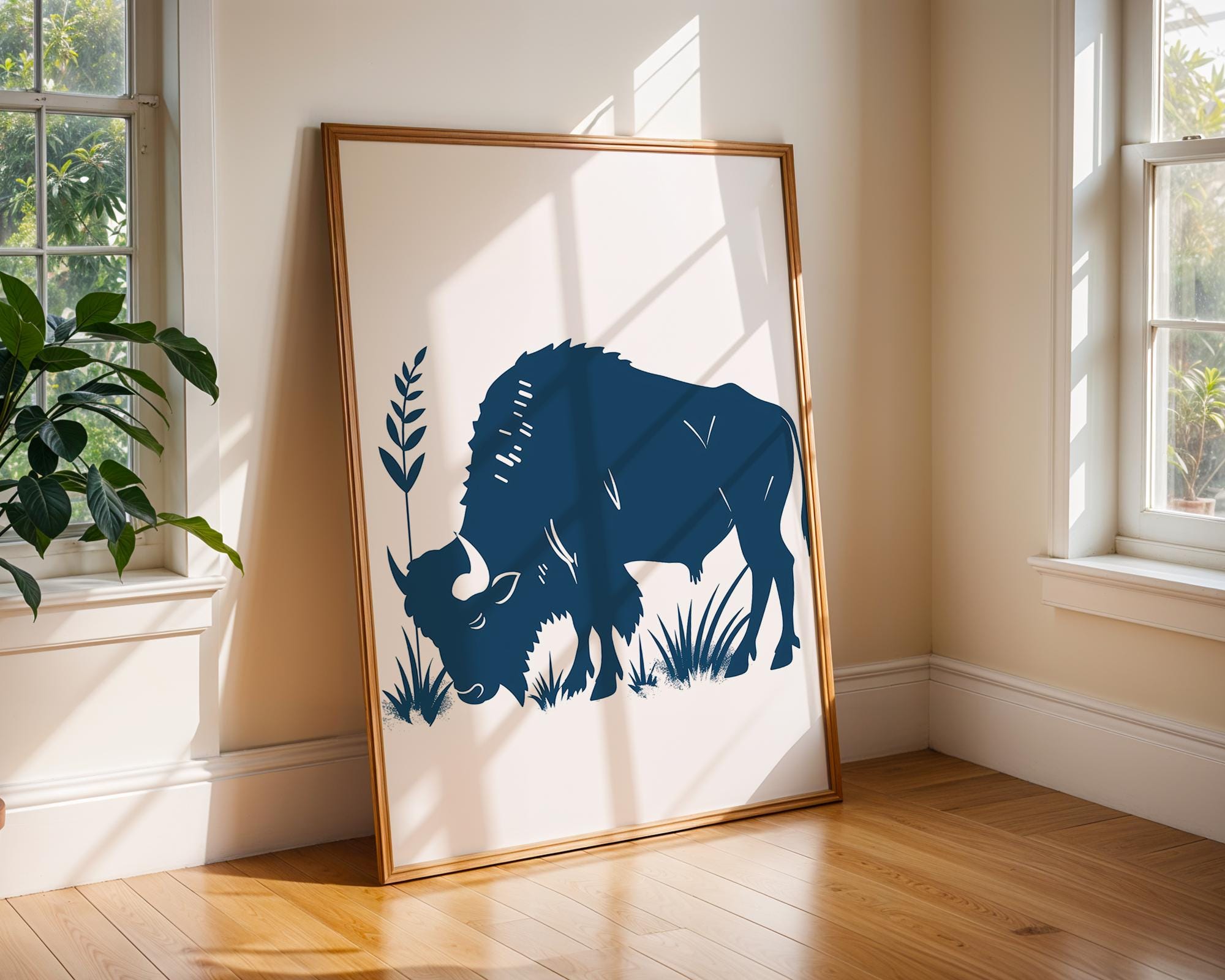 Majestic Buffalo Illustration Print, Rustic Wildlife Poster wall art print, modern home decor, unframed artwork by Nomad & Nest