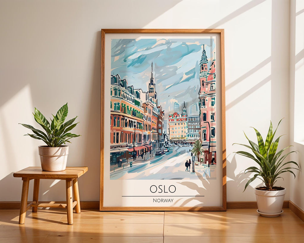 Oslo Norway Cityscape Print | Scandinavian Travel Poster wall art print, modern home decor, unframed artwork by Nomad & Nest