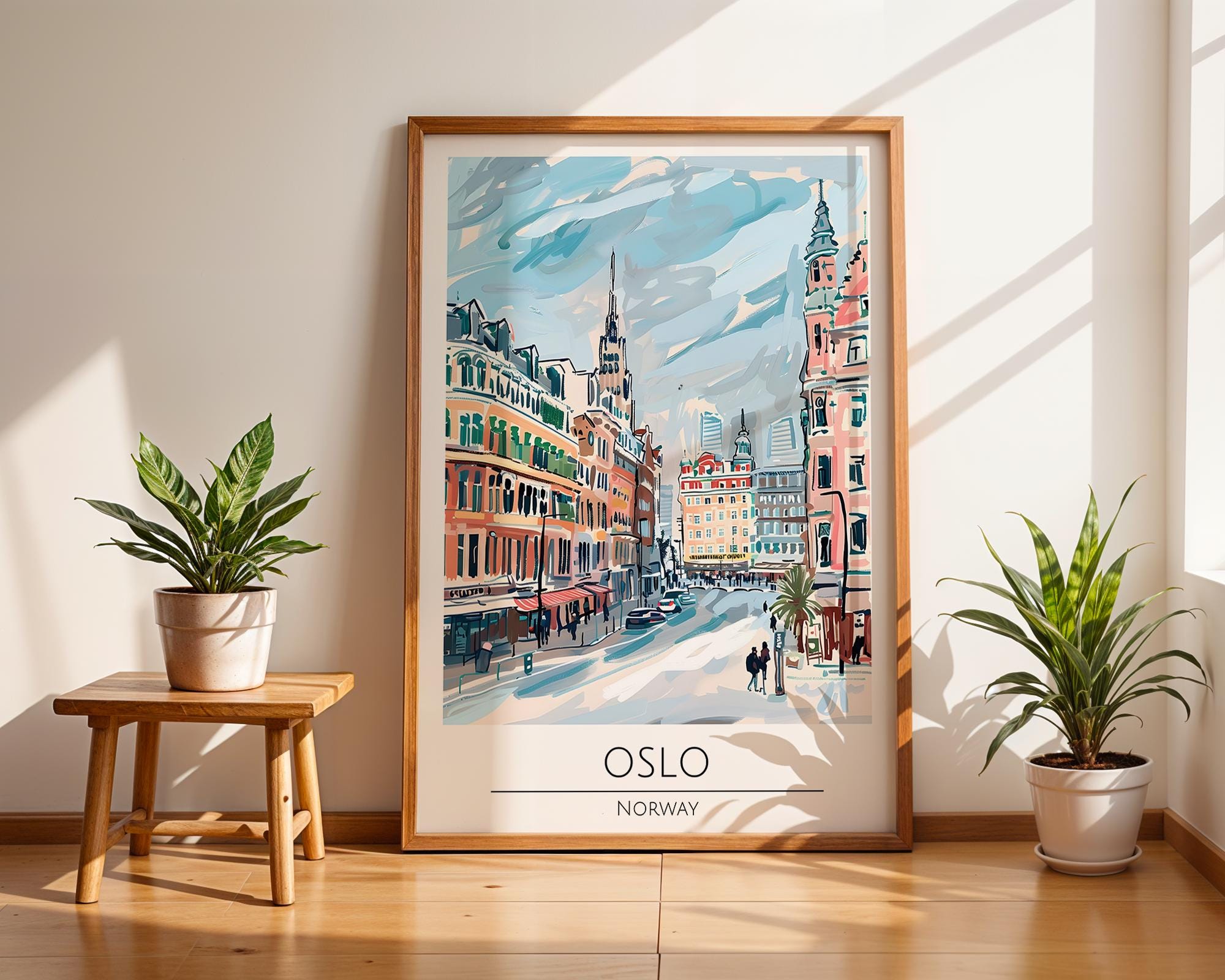 Oslo Norway Cityscape Print | Scandinavian Travel Poster wall art print, modern home decor, unframed artwork by Nomad & Nest