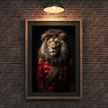 Victorian Lion Portrait Print | Red Regal Military Coat Animal Art wall art print, modern home decor, unframed artwork by Nomad & Nest