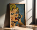 Modern Pop Art | Print | Shocked Woman on Phone, Retro Comic Style wall art print, modern home decor, unframed artwork by Nomad & Nest